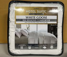 Hotel Suite 788904120788 Luxury Bedding White Goose Feather All Season Comforter Full/queen