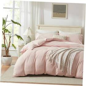 Household Trade Co. Ltd 713923236387 Jersey Knit Cotton Duvet Cover Set Bedding Soft King Heathered Pink