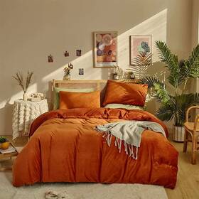 B0b8895z97 Houseri Burnt Orange Velvet Comforter Set California King Fluffy Rust