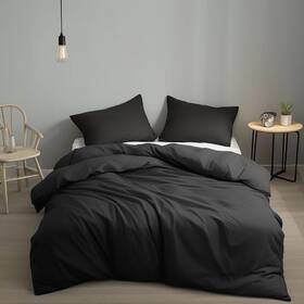 Hu-xi-201 Houseri California King Comforter Set - Solid Black Cali Quilt