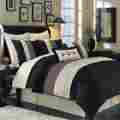 Hudson-black-8pc Royal Tradition 8pc Modern Black Colorblock Hudson Luxury Comforter Set Bed In A Bag All Sizes