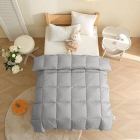 Hybikuly 738630196328 All-season Goose Down Toddler Comforter Machine Washable Gray 41x48in