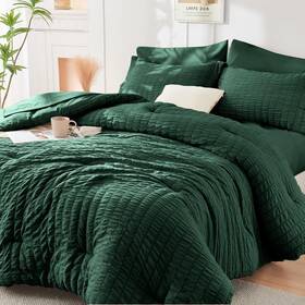 Pps8jt-egn-q Hymokege Emerald Green Comforter Set 7 Pieces Queen All Season Luxury Bed In A Bag Sheets
