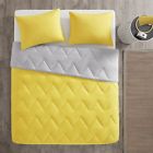 Id10-155 Intelligent Design Xl Yellow Gray Chevron Reversible Down Comforter Set