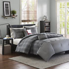 Id10-176-id10-177 Intelligent Design Grey Plaid Polyester Comforter Set For Dorm Rooms