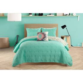 Idea Nuova 784857768985 Heritage Club Star-crossed Sunburst Textured Quilt Set Multi-colored Queen