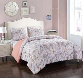 Nk685844 Idea Nuova Marble Comforter Set Twin Rose Gold T