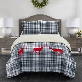 Wk699526 Idea Nuova Stone Lane 3 Piece Reversible Comforter Set Plaid King Multicolor