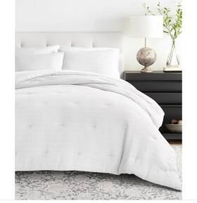 Ienjoy Home 196901119788 Waffle Textured 3-piece Comforter Set Full/queen - White
