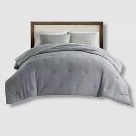 Ienjoy Home 196901119801 Blue Waffle Textured 3-piece Comforter Set Full/queen