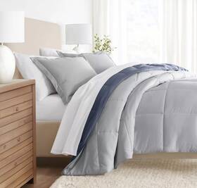 Ienjoy Home 842933142095 Comforter Down Alternative King/cal King Soft Microfiber Reversible Navy/gray