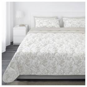 004.391.09 Ikea 7pc Comforter Set Kirskal Queen White And Beige Floral 00439109 New