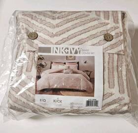Ink Ivy 086569174154 3pc King Ellipse Cotton Jacquard Comforter Set Shabby Chic In Blush