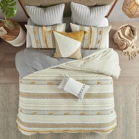 Ink Ivy 086569360380 Queen Comforter Set Chic Trims And Pompom Accent Boho Comforters