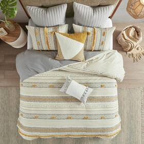 Ink Ivy 086569360397 King Comforter Set Chic Trims And Pompom Accent Boho Comforters
