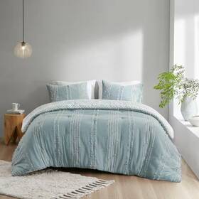 Ink Ivy 445018861893 Kara 3-piece Aqua King/cal King Cotton Jacquard Comforter Mini Set