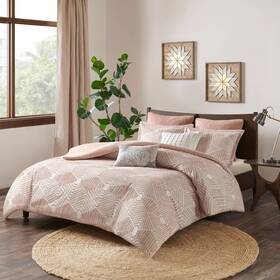 76644714 Ink Ivy 3pc King/california King Ellipse Cotton Jacquard Duvet Cover Set - Blush