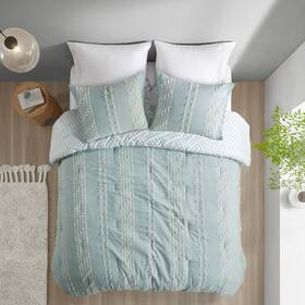 79934431 Ink Ivy 3pc King/california King Kara Cotton Jacquard Comforter Set Aqua
