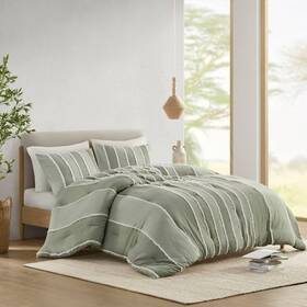 91846351 Ink Ivy 3pc King/california King Shay Striped Comforter Set Sage Green