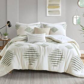 Ii10-1311 Ink Ivy Queen Comforter Set Chenille Tufted For Size Bed Down Alternative
