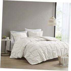 Ii10-596 Ink Ivy Masie Cotton Comforter Set - Modern Casual Full/queen 88 Inch X92 White