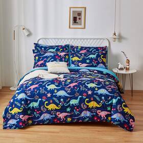 Qlm002 Inron Dinosaur Kids Comforter Sets For Boys Girls Full/queen Size 5 Pieces Bed In