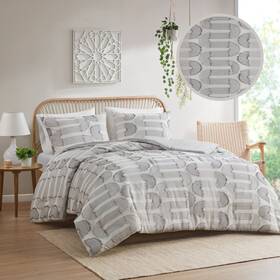 Intelligent Design 022164212815 Astoria Microfiber Comforter Set Geometric Clipped Jacquard Modern A