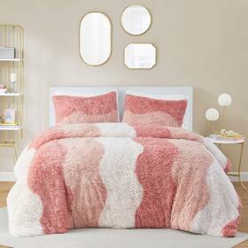 Intelligent Design 022164257922 Soft And Cozy Shaggy Faux Fur Comforter Set Trendy Ombre With Vibrant C