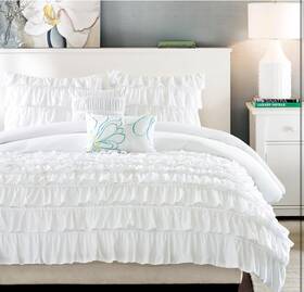 Intelligent Design 675716505936 Twin Comforter Set 4 Piece Casual Waterfall Multi Layer Hypoallergenic