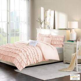Intelligent Design 726084683044 Demi 4-piece Blush Microfiber Twin/twin Xl Waterfall Ruffle Comforter Set