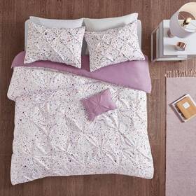 76628320 Intelligent Design 4-piece Duvet Cover Set Antimicrobial Glam Style Plum Full/queen