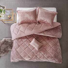 Intelligent Design 77329994 4pc Full/queen Alyssa Velvet Duvet Cover Set - Blush