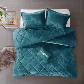 79952404 Intelligent Design 4pc Full/queen Alyssa Velvet Comforter Set Teal