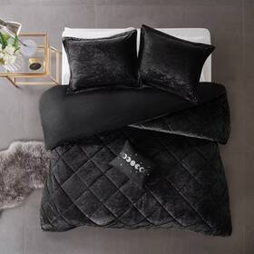 81508903 Intelligent Design 4pc Full/queen Alyssa Velvet Duvet Cover Set - Black