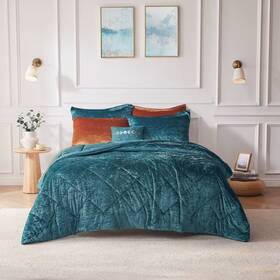 81970741 Intelligent Design 4pc King/california King Alyssa Velvet Duvet Cover Set Teal