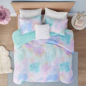 83558116 Intelligent Design Twin/twin Extra Long Lisa Watercolor Tie Dye Printed Duvet Cover Set