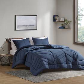 91218663 Intelligent Design Twin/twin Extra Long Sutton Quilted Chevron Comforter Set Navy Blue