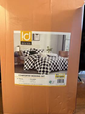 92120555 Intelligent Design Twin Harlow Checkered Comforter Set Black/white