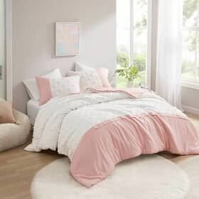 93533214 Intelligent Design Full/queen Juliette Colorblock Clip Jacquard Duvet Cover Set