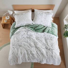 93533246 Intelligent Design Full/queen Leena Shaggy Faux Fur Comforter Mini Set