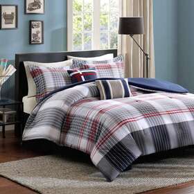 Id10-175 Intelligent Design Comforter Set 5-pcs Polyester Machine Washable Full Blue