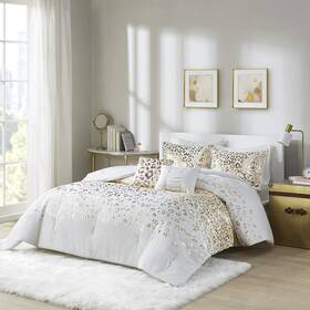 Id10-1867 Intelligent Design Lillie Comforter Trendy Modern Animal Leopard Metallic Print All Season Beddi