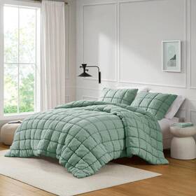 Id10-2306 Intelligent Design Dream Puff Sage Microfiber King/cal King Comforter Set