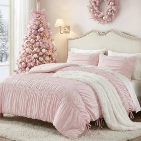 Id10-2486 Intelligent Design Queen Comforter Set Ruched Shabby Chic Comforters For Size Bed All Sea