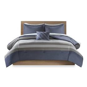 Id101731 Intelligent Design Blue And Grey Printed Comforter Full Sheet Set - New
