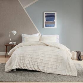 Uh10-2317 Intelligent Design Camden 3-piece Ivory Full/queen Cotton Chenille Comforter Set