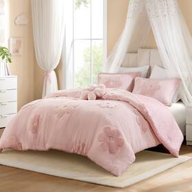 Uhk10-0237 Intelligent Design Kids Queen Comforter Set For Girls Tufted Chenille Floral Quee