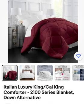 2100 Italian Luxury 640816185876 King/cal King Comforter - Series Blanket Down Alternative
