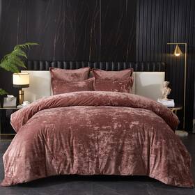 Ivellow 738063263017 Crushed Velvet Comforter Set Queen 5pcs Ultra Softpink Luxury Co