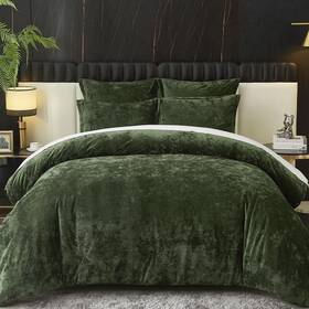 Ivellow 738068007975 Crushed Velvet Comforter Set Queen Green 5pcs Ultra Soft Lightw